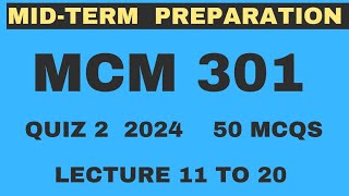 MCM301 Quiz 2 solution spring 2024  chapter 11 to 20  50 MCQs  VU Nexus [upl. by Aynor]