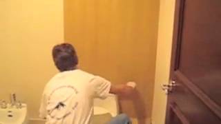 How to hang wallpaper behind a toilet [upl. by Juetta609]