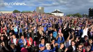 1000s of Iceland fans welcome football heroes home with Viking clap [upl. by Anirtik926]