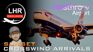 Heathrow Airport  Crosswind Sunset Arrivals planesspotting aviation [upl. by Shamma]