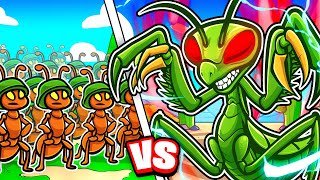 100000 ANT ARMY vs MASSIVE PRAYING MANTIS in Pocket Ants [upl. by Prent]