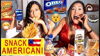 ASSAGGIAMO NUOVI SNACK AMERICANI 🍟😨 ASSURDI con OLIO DI PALMA  🍩 🇺🇸  Carlitadolce [upl. by Aitsirt]