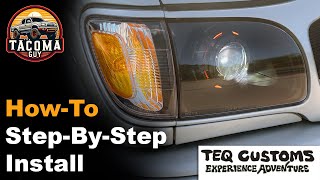 TEQ Customs Retrofit Headlight Install StepByStep Directions on a Gen 1 Toyota Tacoma [upl. by Lledraw306]