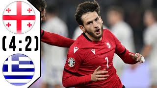 Georgia vs Greece  penalty kick 42  UEFA EURO Qualifiers 2024  EXTENDED HIGHLIGHTS [upl. by Campbell]