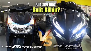 Yamaha Mio Gravis 125 Version 2 🔥Vs Honda Click 125 Version 3 ⭐Comparison Alin ba ang sulit bilhin [upl. by Naasar]