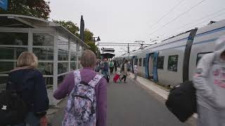 Sweden Stockholm Nynäshamn boarding SL train to Bålsta [upl. by Ahseenak591]