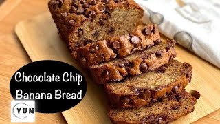 Soft Moist Speckled Chocolate Chip Banana Bread Recipe  How to make chocolate chip banana bread [upl. by Artap]