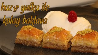 kolay baklava tarifi  hazır yufka ile çıtır çıtır tam kıvamında baklava tarifi  cevizli baklava [upl. by Gilletta]