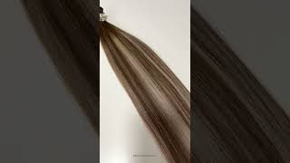 Brunette balayage keratin bonds 22 inch long hair extensions hairtok blondehairextensions [upl. by Deehan392]