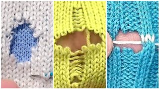 3 Great Ways to Repair Holes in Knitted Sweaters at Home Yourself 💎Beginners Tutorial🤗 [upl. by Thorsten630]