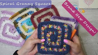 SPIRAL GRANNY SQUARE  Brand New Design  Crochet How To  Easy amp Fast [upl. by Moitoso]