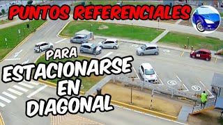 ESTACIONAMIENTO EN DIAGONAL CAT A1  EXÁMEN OFICIAL DE MANEJO TOURING 2023  PUNTOS REFERENCIALES 🚘 [upl. by Giarc]