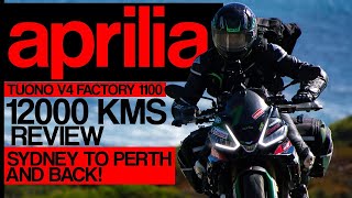 Aprilia Tuono V4 Factory 12000 KMS Review  Sydney to Perth [upl. by Jammie]