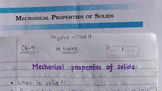 Mechanical properties of solids class 11  physics notes [upl. by Neillij475]