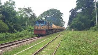 Bangladeshi freight train  BTO empty oil tanker skipping shahjibazar rail way station [upl. by Noreht514]