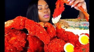 KING CRAB SEAFOOD BOIL MUKBANG  FRIED HOT CHEETOS  SEAFOOD  MUKBANG  ALFREDO SAUCE  ASMR EATING [upl. by Geaghan]