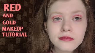 Red And Gold Makeup Tutorial  Coolasice Makeup [upl. by Direj382]