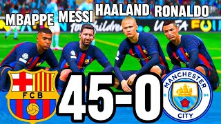 FIFA 23  MESSI RONALDO MBAPPE NEYMAR ALL STARS PLAYS TOGETHER BARCELONA 450 MAN CITY 4KPS5 [upl. by Ainevul]