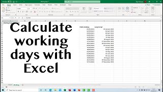 Using Excel to Calculate Working Days Including Holidays and Part Time Working [upl. by Oicnerual998]