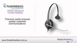 Plantronics HW251 SupraPlus Monaural Corded Headset Video Overview [upl. by Bartolome]