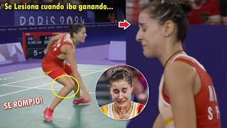 CAROLINA MARIN se LESIONA en PLENO PARTIDO Y ABANDONA ROMPIO A LLORAR HOY EN PARIS 2024 [upl. by Ytissahc]