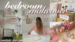 AESTHETIC ROOM MAKEOVER 🏹🪞🎀 pinterestinspired room transformation [upl. by Htebazile742]