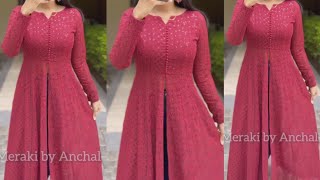 front open kurti cutting and Stitchingparty wear dressfront slit kurti designfront open kurti [upl. by Eseela777]