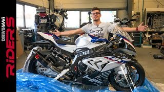 €80000 BMW HP4 RACE Unboxing amp Startup  S1000RR carbon fiber superbike [upl. by Yatnod]