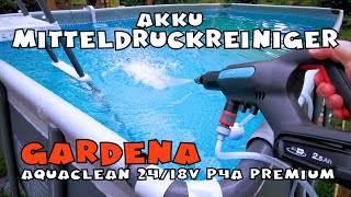 Gardena AkkuMitteldruckreiniger AquaClean 2418V P4A Premium [upl. by Aihsenak]