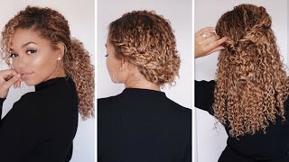 3 Super Easy Hairstyles for 3b3c Curly Hair  Bella Kurls Extensions  Ashley Bloomfield [upl. by Norman495]