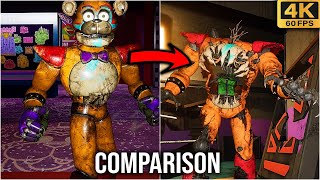 FNAF Security Breach Animatronics Vs Ruin DLC Animatronics Model Comparison 4k60fps [upl. by Pulchia382]