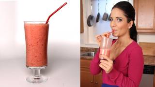 Strawberry Banana Smoothie Recipe  Laura Vitale  Laura in the Kitchen Episode 286 [upl. by Yralam696]