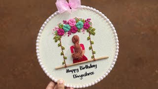 Happy Birthday Embroidery Hoop Art ❤️ Hand Embroidery for Beginners Free Embroidery Pattern  Art [upl. by Haelam]