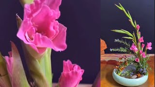 61 💐 Ikebana Mastery Arranging Pink Gladiolus and Orchids in Floral Design Tutorialquot [upl. by French556]