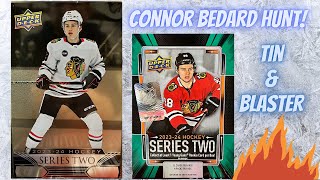 Connor Bedard Hunt 🏒 202324 Upper Deck Hockey Series 2  1 Tin and 1 Blaster Box [upl. by Maida]