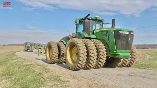 Big JOHN DEERE Tractors on the Move in Fall Tillage [upl. by Londoner]