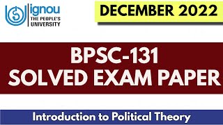 BPSC131 PREVIOUS YEAR  DECEMBER 2022 SOLVED EXAM PAPER II FULLY SOLVED [upl. by Laet315]