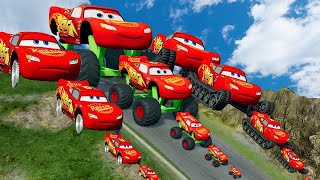 TRANSPORTING PIXAR CARS amp FRUITS WITH COLORED amp JOHN DEERE VS CLAAS VS TRACTORS  BeamNGdrive 983 [upl. by Trixy582]