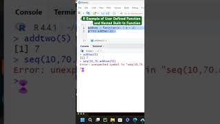 R Example of User Defined Function and Nested BuiltIn Function [upl. by Smailliw]