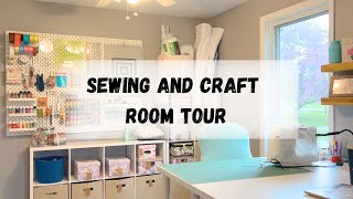 Sewing and Craft Room Tour  Craft supplies storage and organization [upl. by Osnofla]