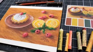 Oil Pastel Lemon Tart  Sketchbook Sunday [upl. by Noremak518]