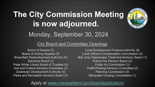 Marquette City Commission Meeting 093024 [upl. by Ellerret216]