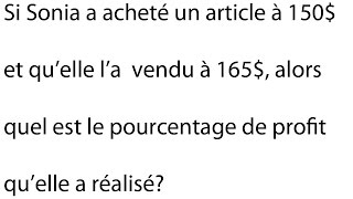 Exercice  Calculer pourcentage de profit  Mathématiques Secondaire 2  Exercices de math [upl. by Tena166]