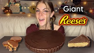 GIANT REEESES PEANUT BUTTER CUP MUKBANG Vegan [upl. by Sinnal]