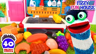 Fizzy Cooks Pretend Food For BBQ Thanksgiving And Breakfast  Fun Compilation For Kids [upl. by Nohpets]