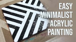 Minimalist Acrylic Painting with Masking Tape  Easy Art Demo  Daily DIY Painting  054 [upl. by Ninos]