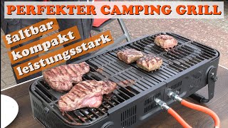 Der PERFEKTE Camping Grill faltbarer Gasgrill kompakt und leistungsstark [upl. by Anirahs]