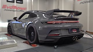 Porsche 992 GT3 feat FULL Akrapovic Titanium Exhaust System  Start Up Revs amp DYNO PULLS [upl. by Ilyssa]