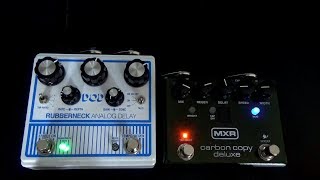 MXR Carbon Copy Deluxe vs DOD Rubberneck Analog Delay Comparison [upl. by Moriarty707]