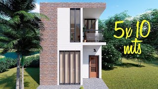 Plano de casa pequeña de 5x10 metros con 3 dormitorios [upl. by Dunston127]